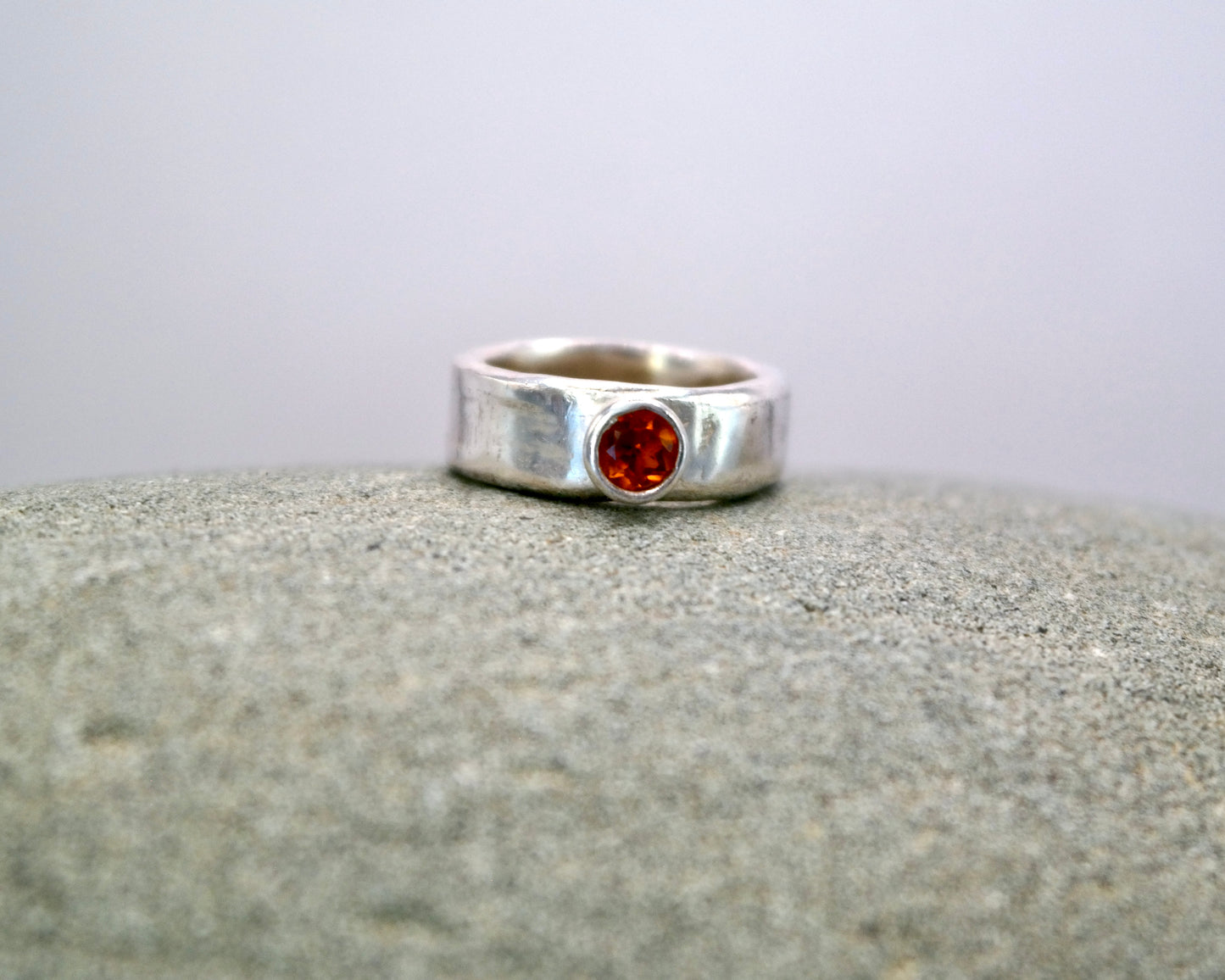 Silver Amber Ring