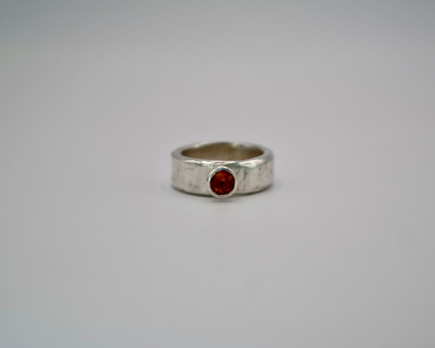 Silver Amber Ring